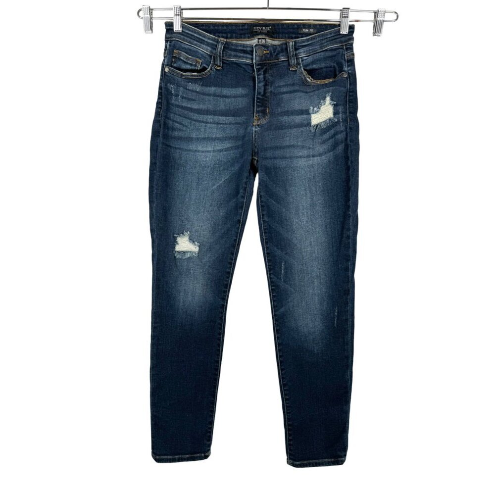 Judy Blue Slim fit distressed dark jeans skinny stretchy sz‎ 30
